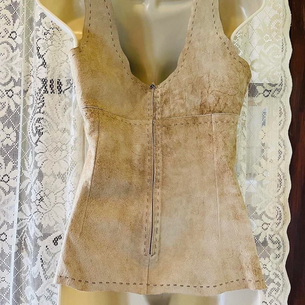 Dolce & Gabbana Tan Suede Leather Corset Top - Picture 8 of 13